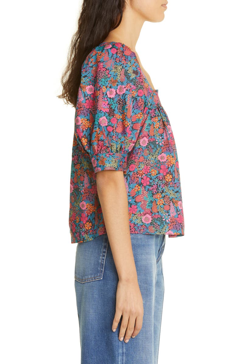 Smythe Floral Square Neck Cotton Top, Alternate, color,
