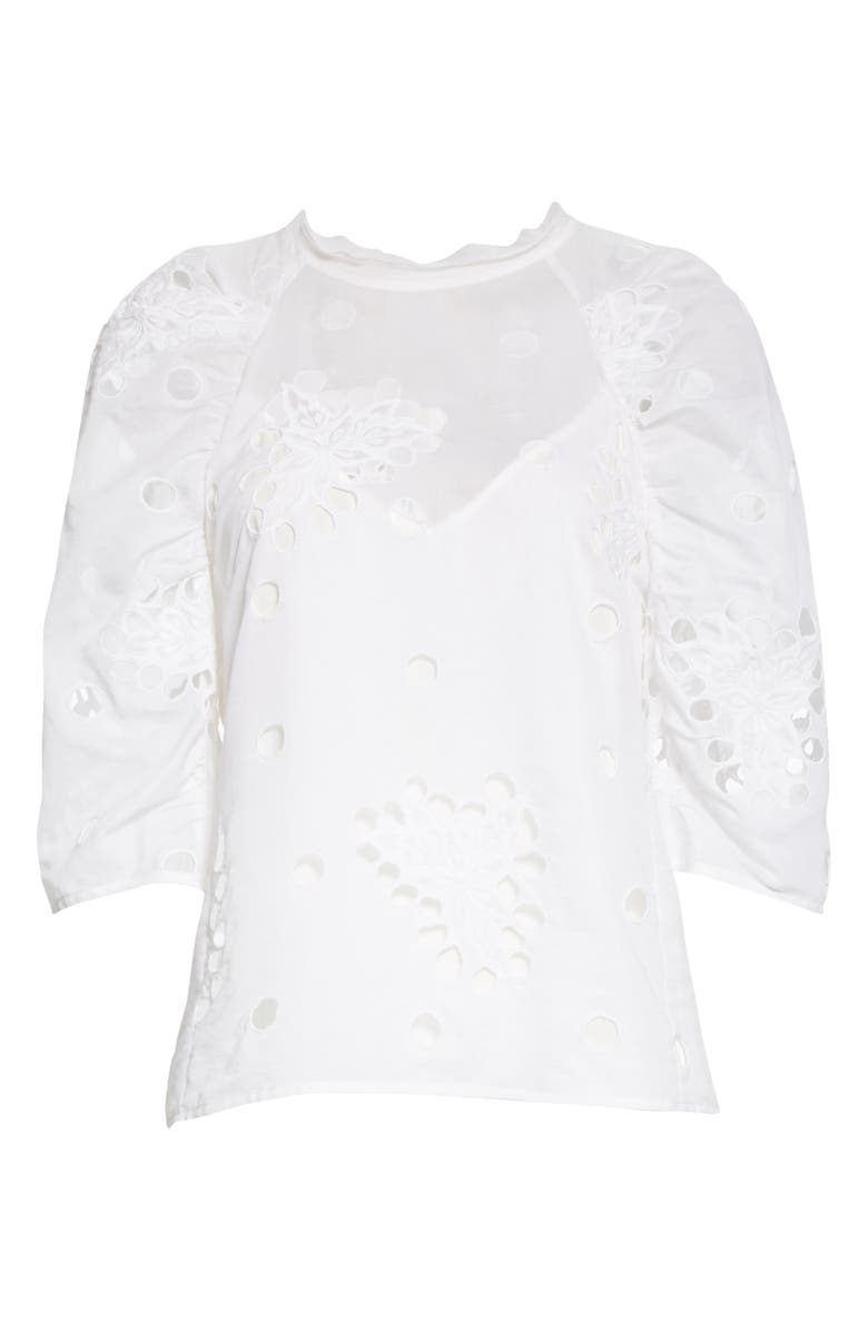 Rebecca Taylor Honeysuckle Eyelet Top, Alternate, color, 