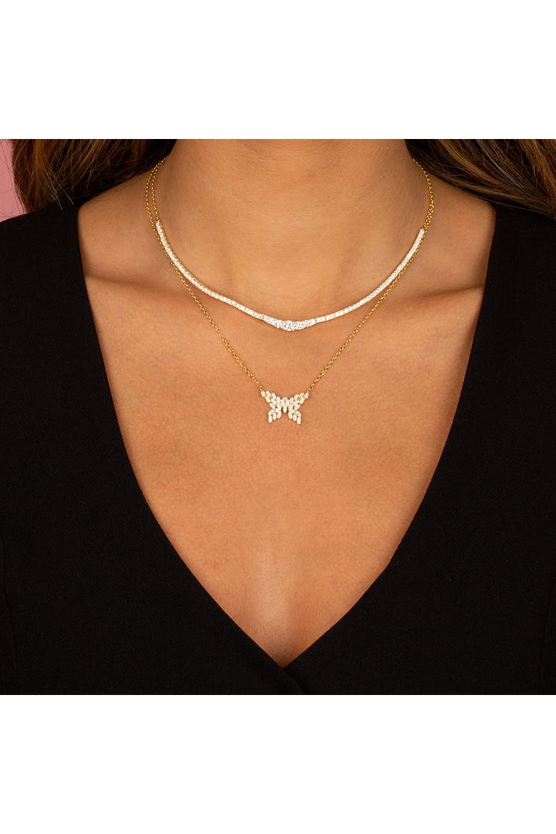 CZ Half Graduated Tennis Necklace, Alternate, color, Gold