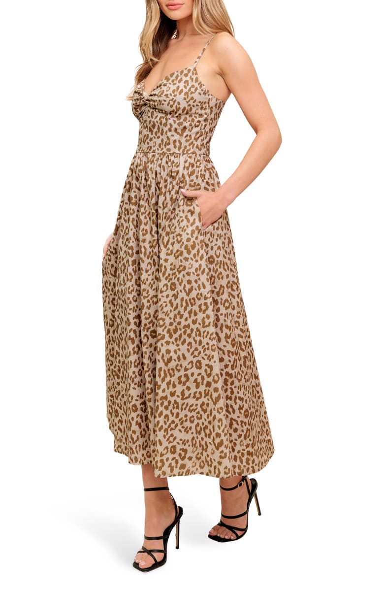 FLYING TOMATO Leopard Print Cotton Maxi Sundress, Alternate, color, Taupe