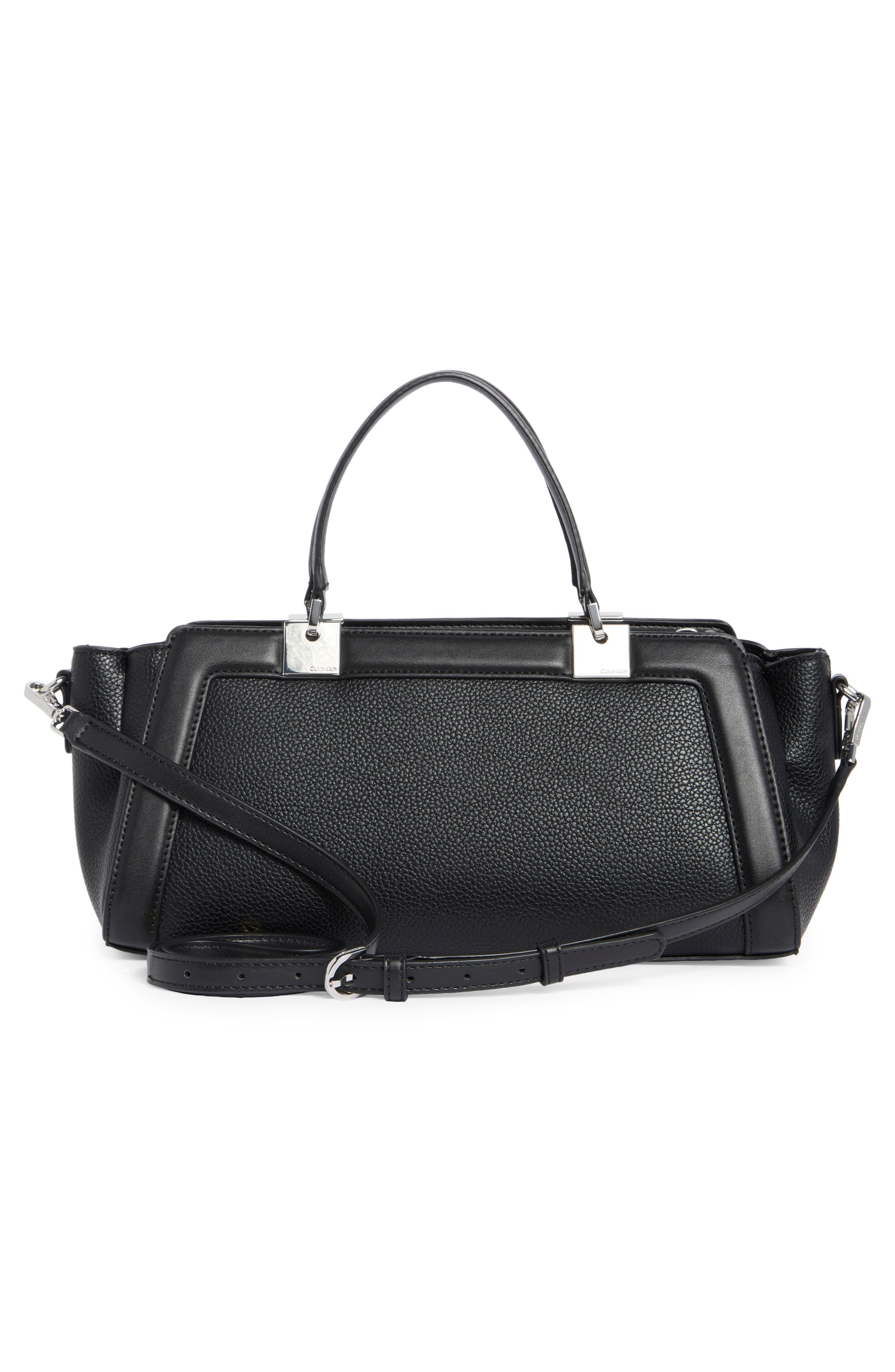 Calvin Klein Jean Baguette Satchel, Alternate, color, Black/ Silver