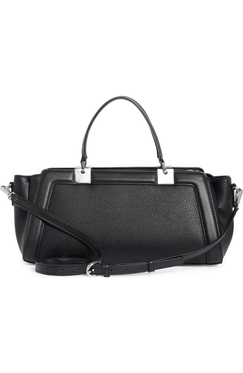 Calvin Klein Jean Baguette Satchel, Alternate, color, Black/ Silver