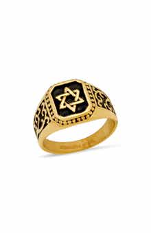 Men's 18k Gold Plated Star of David Signet Ring