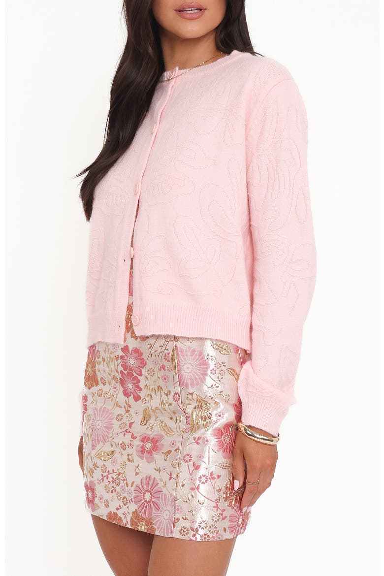 Floral Jacquard Cardigan, Alternate, color, PINK