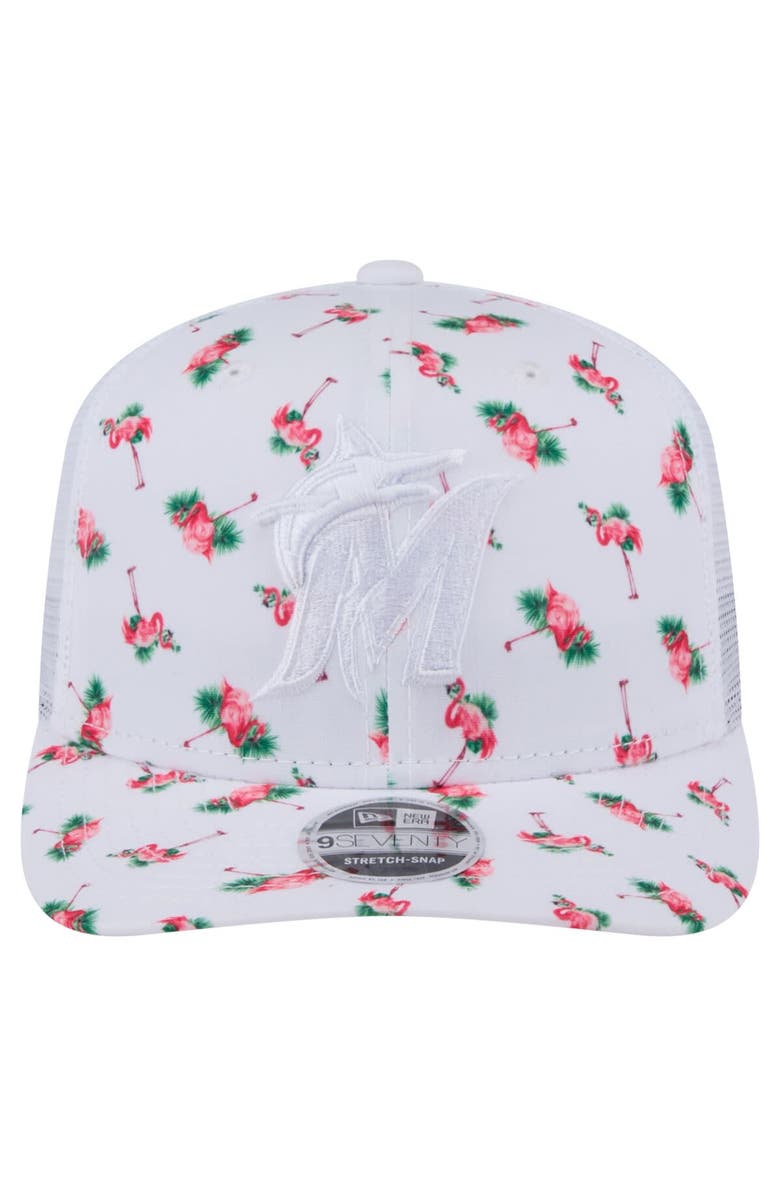 New Era Men's New Era  White Miami Marlins Flamingo Mesh Back 9SEVENTY Stretch-Snap Hat, Alternate, color, White