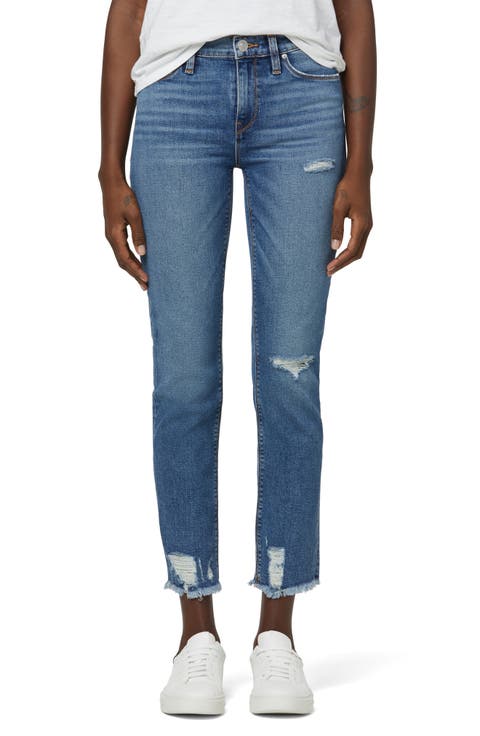 Nico Distressed Crop Straight Leg Jeans