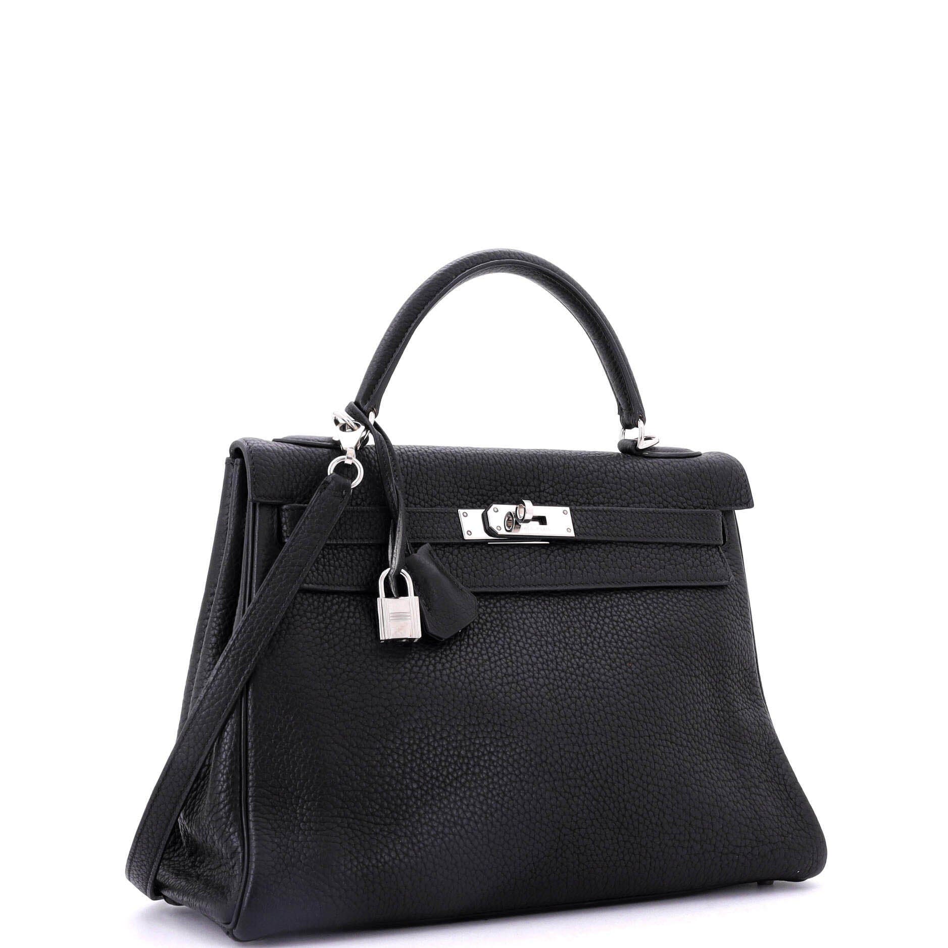 Pre-Owned Hermes Kelly Handbag Black Togo with Palladium Hardware 32, Alternate, color, 