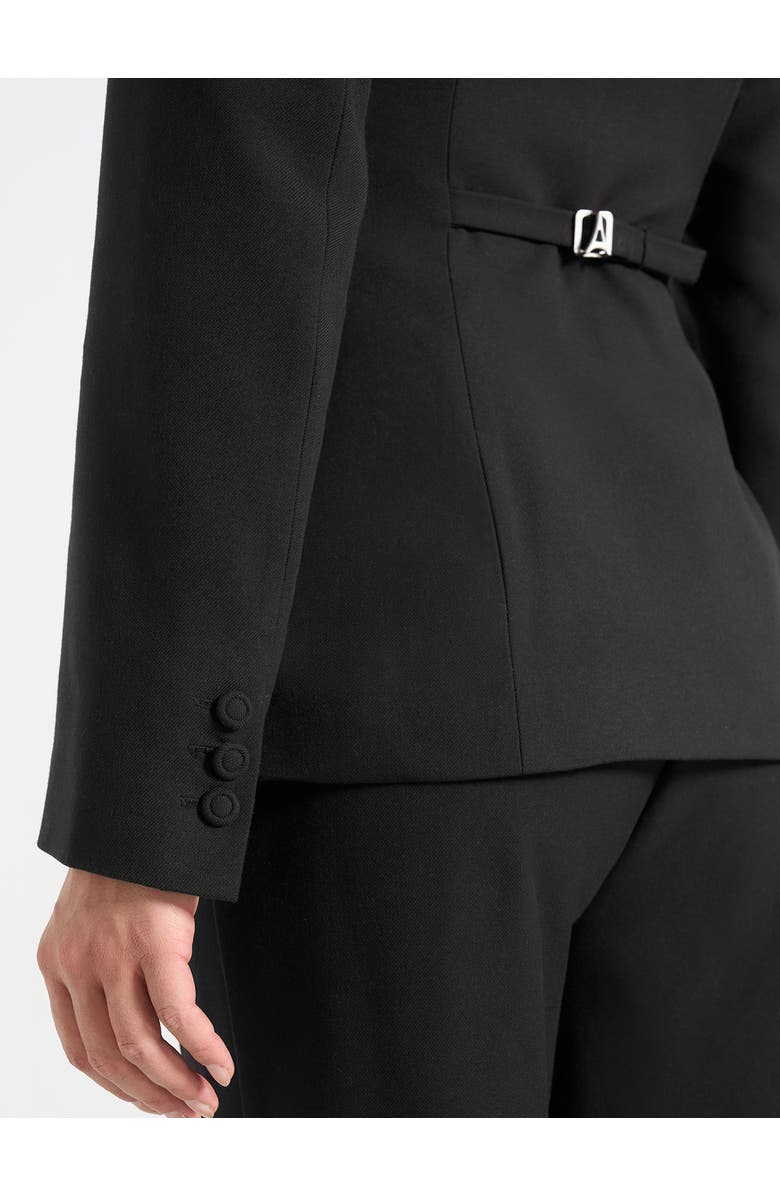 Manière De Voir Harper Tailored Cinch Blazer With Detachable Collar, Alternate, color, Black