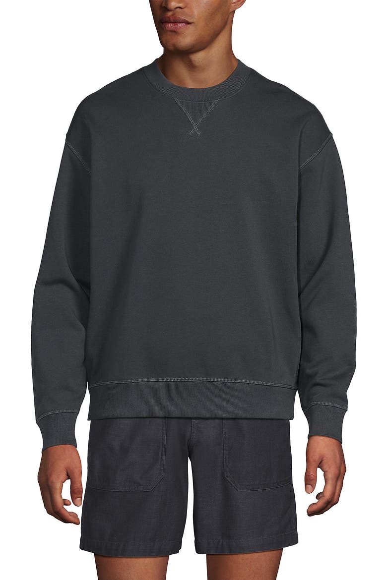 Long Sleeve French Terry Vintage Wash Crewneck Sweatshirt, Main, color, Inkwell Gray