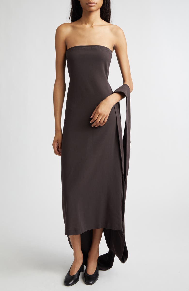 Paloma Wool Alberch Strapless Wool Blend Dress with Attached Scarf, Alternate, color, Grey