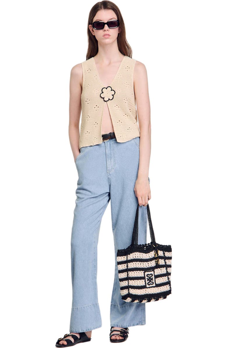 SANDRO Two-tone crochet bag, Alternate, color,