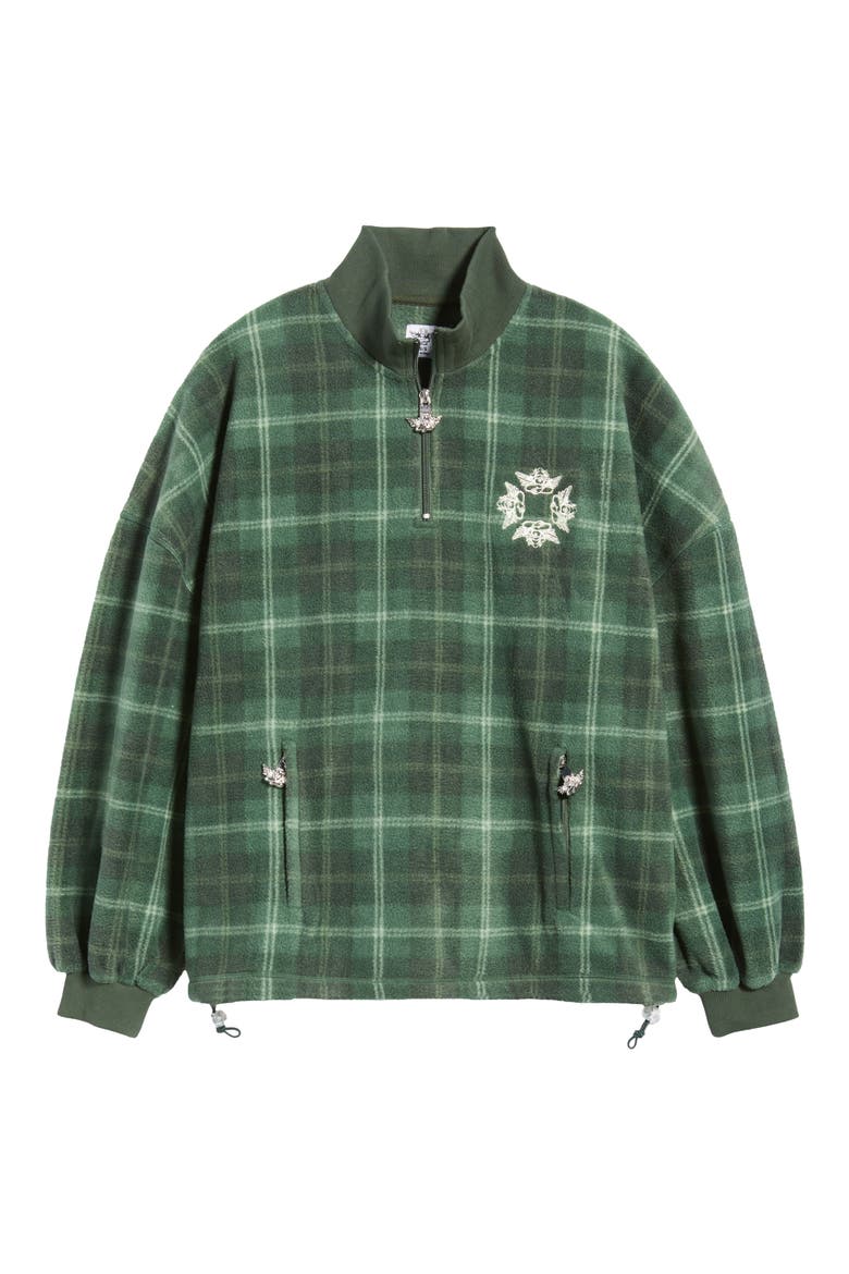 Heavenly Logo Detail Half-Zip Pullover, Alternate, color, GREEN PLAID