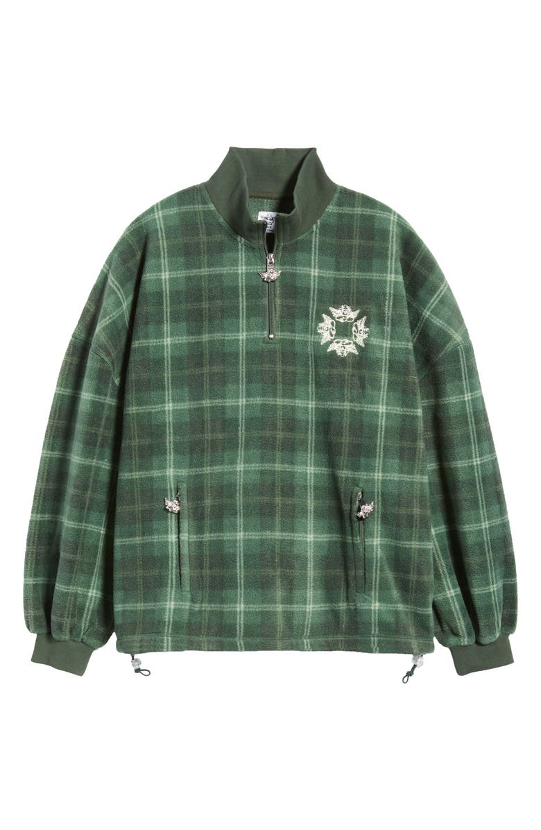 BOYS LIE Heavenly Logo Detail Half-Zip Pullover, Alternate, color, Green Plaid