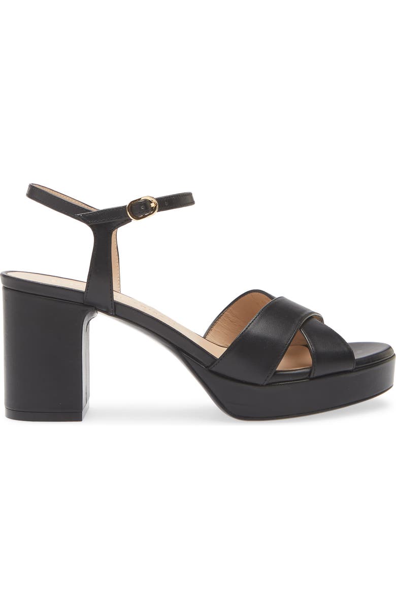 Stuart Weitzman Dayna Ankle Strap Platform Sandal, Alternate, color, Black