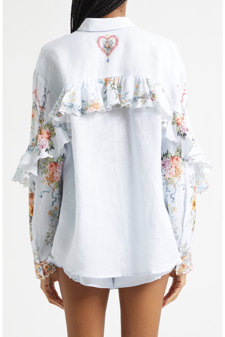 Seville Sweetheart Frill Detail Linen Button-Up Shirt, Alternate, color, SEVILLE SWEETHEART