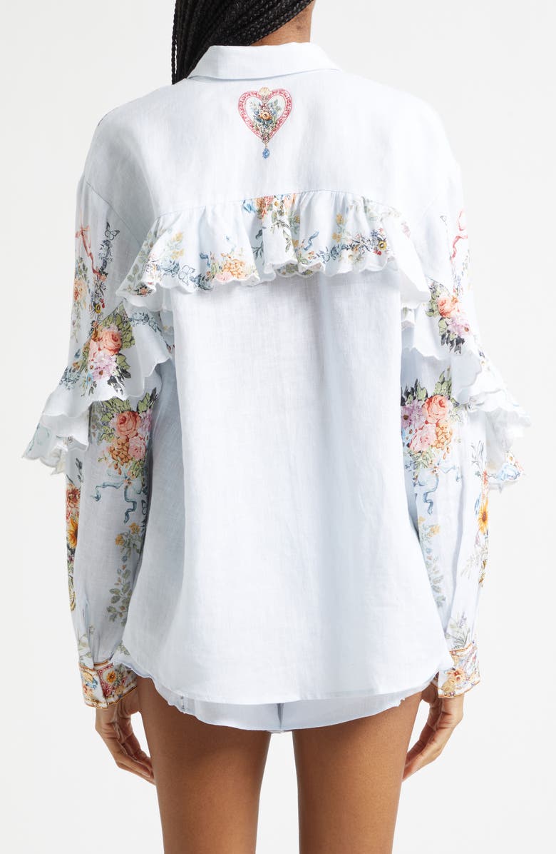 Camilla Seville Sweetheart Frill Detail Linen Button-Up Shirt, Alternate, color, Seville Sweetheart