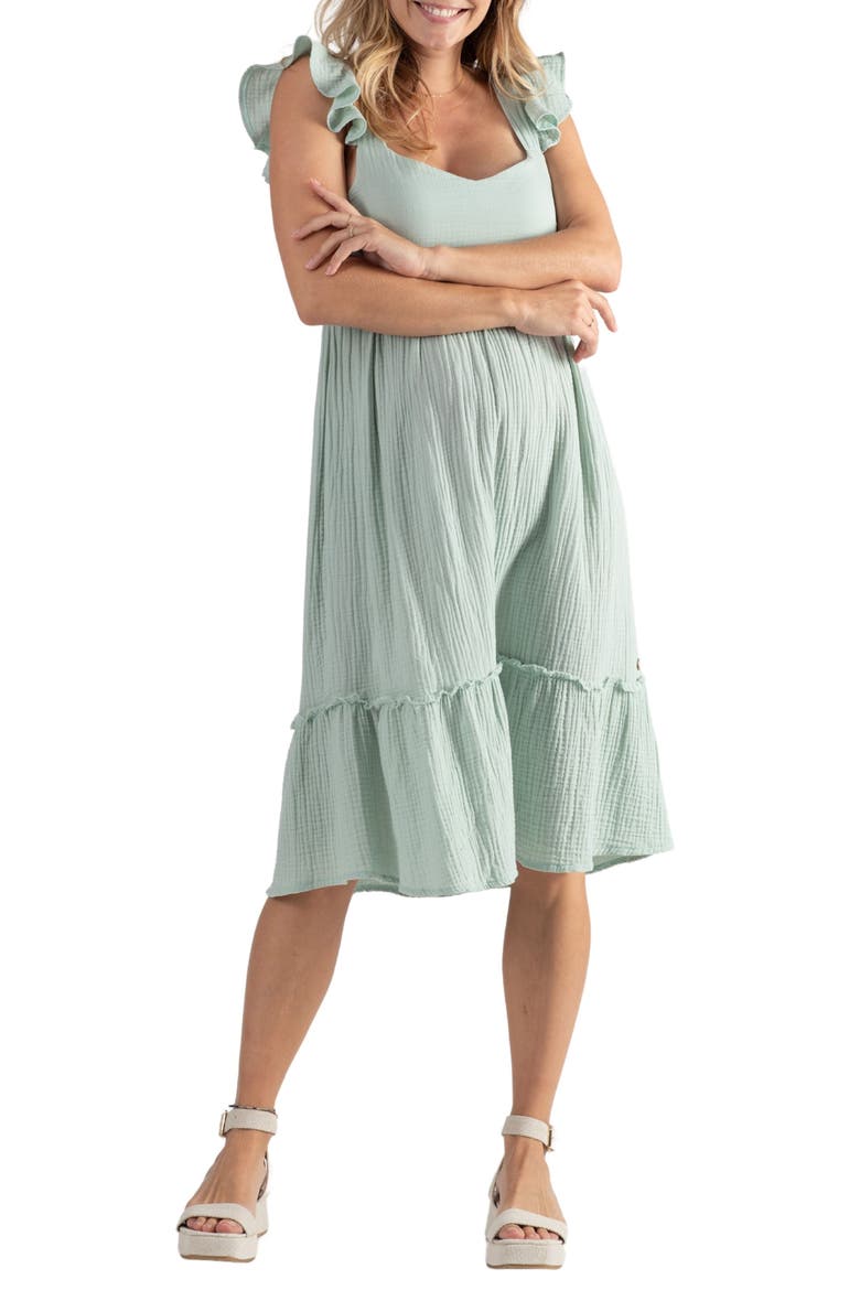 Melody Organic Cotton Gauze Maternity/Nursing Midi Dress, Main, color, SKY
