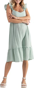 Cache Coeur Melody Organic Cotton Gauze Maternity/Nursing Midi Dress