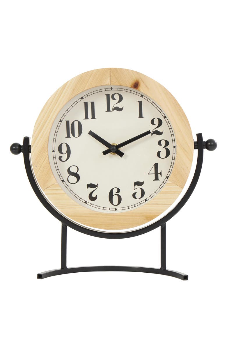 VIVIAN LUNE HOME Modern Light Brown Wood Clock, Main, color, Light Brown