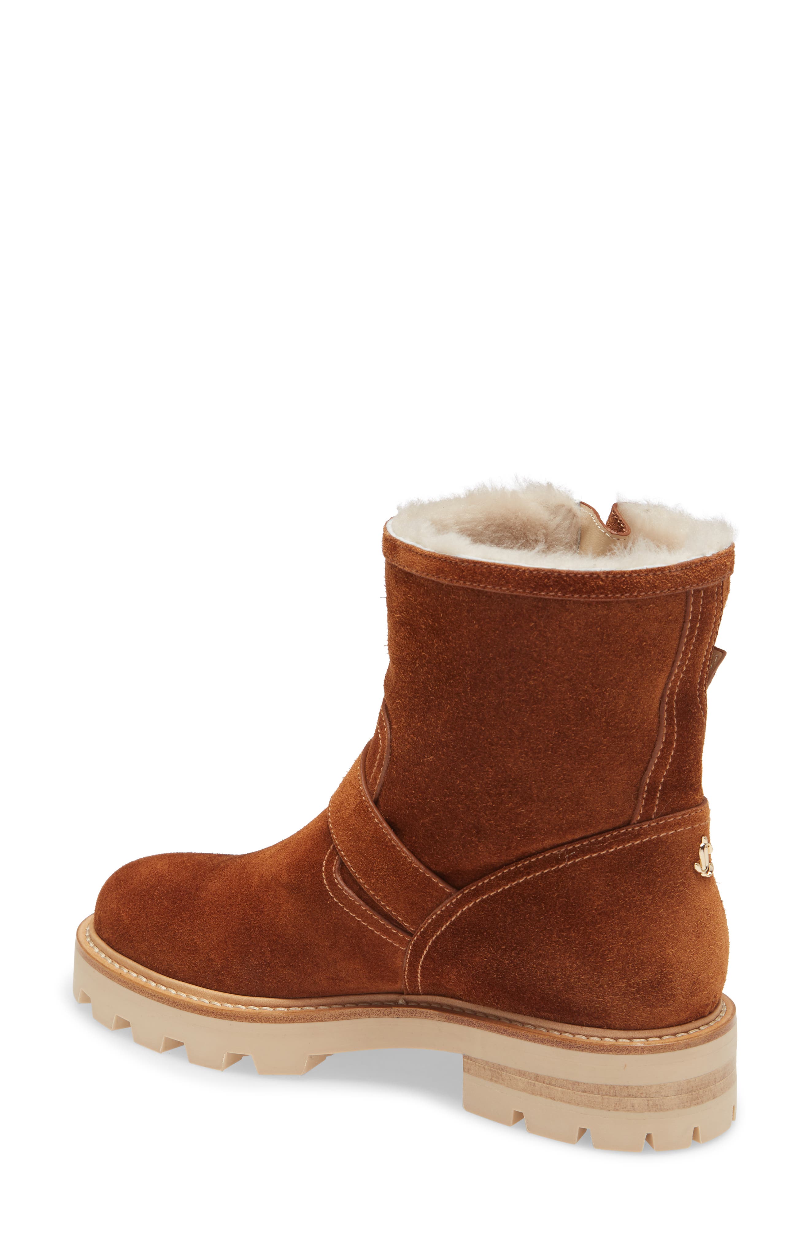 Jimmy Choo Youth II Genuine Shearling Lined Biker Bootie, Alternate, color, 