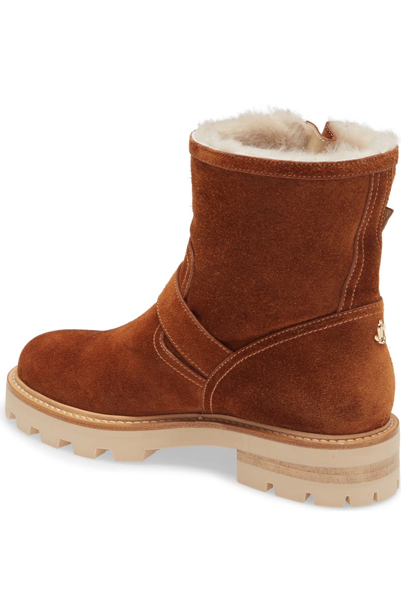 Jimmy Choo Youth II Genuine Shearling Lined Biker Bootie, Alternate, color,