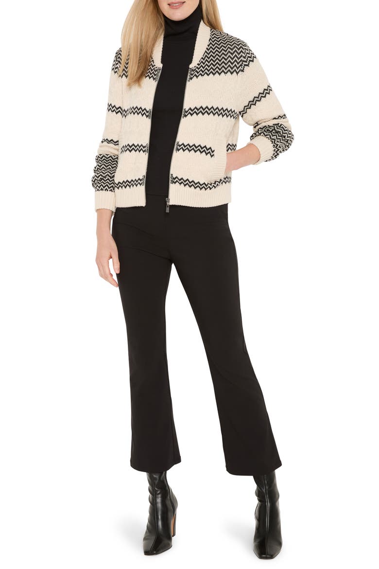 Zigzag Knit Bomber Jacket, Alternate, color, BLACK MULTI
