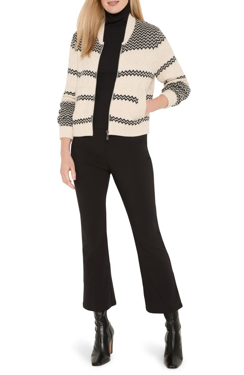 NIC+ZOE Zigzag Knit Bomber Jacket, Alternate, color, Black Multi