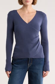 MAX STUDIO Faux Wrap Knit Sweater