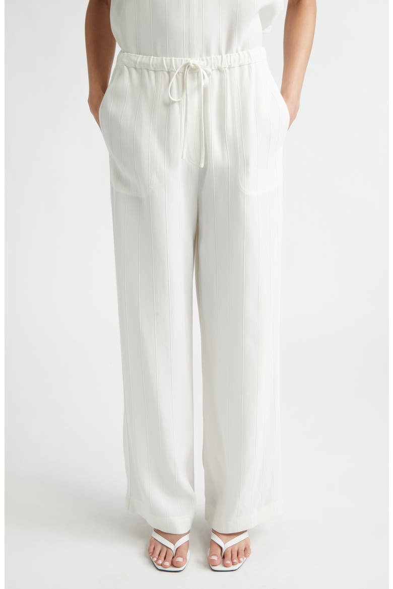Woven Stripe Drawstring Trousers, Main, color, MERINGUE