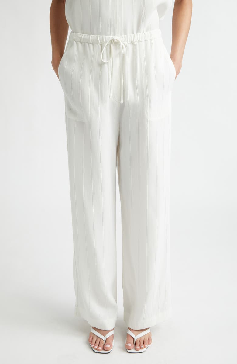 TOTEME Woven Stripe Drawstring Trousers, Main, color, Meringue