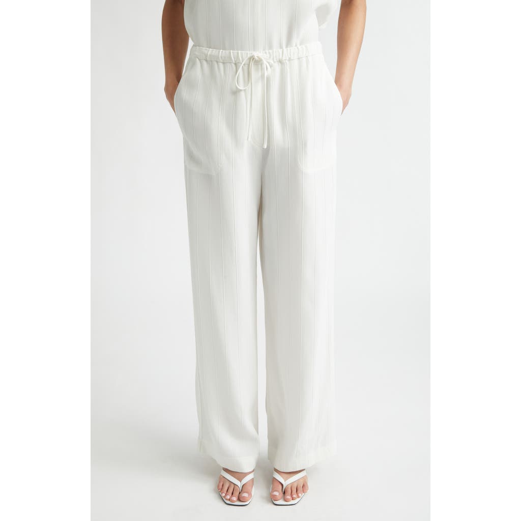 TOTEME Woven Stripe Drawstring Trousers in Meringue at Nordstrom, Size 40