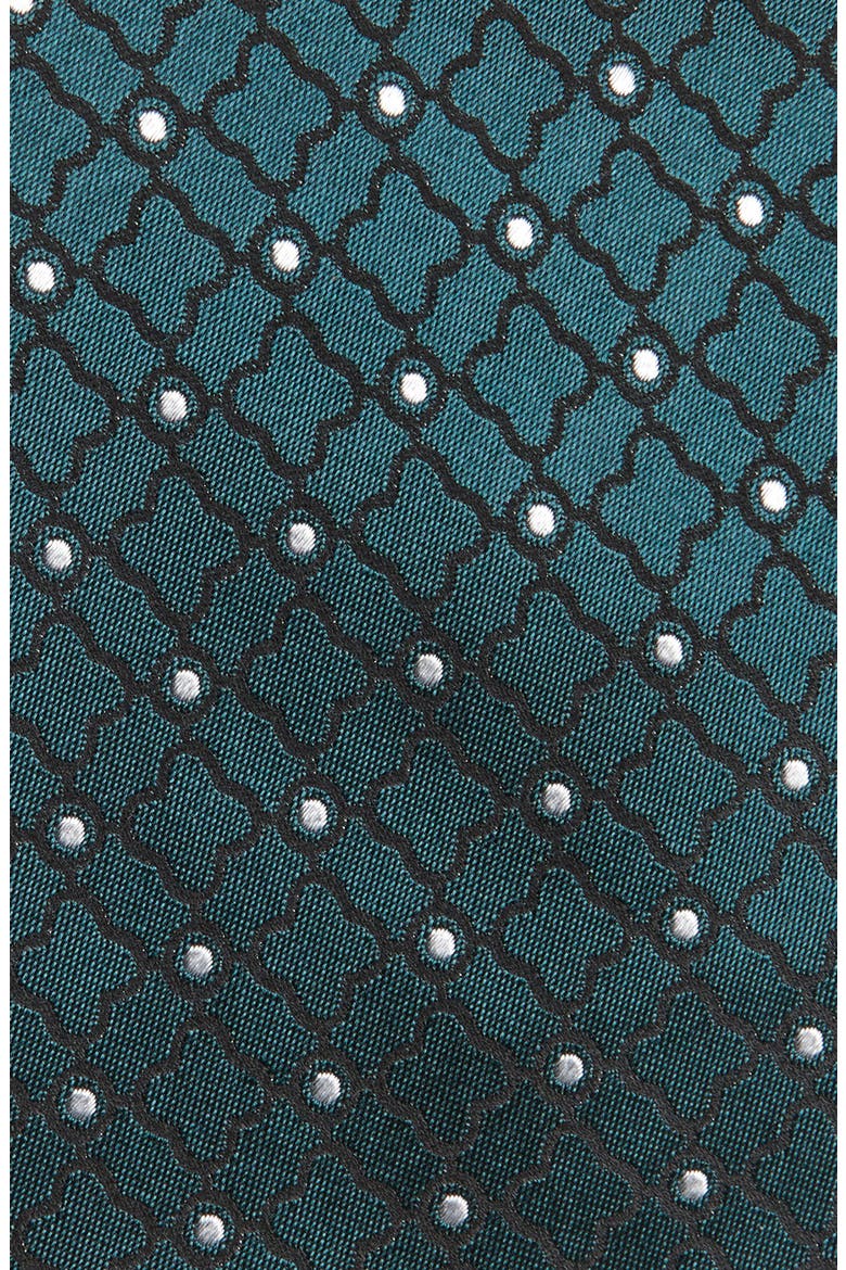 Dot Quatrefoil Mulberry Silk Tie, Alternate, color, GREEN