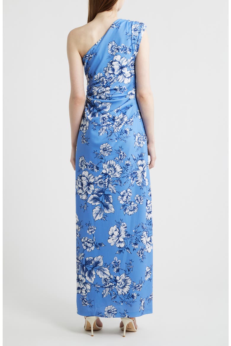 Toile One-Shoulder Scuba Crepe Column Gown, Alternate, color, BLUE