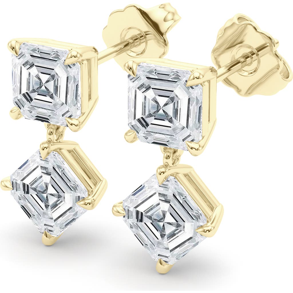 Hautecarat Lab Grown Diamond Twin Asscher Cut Drop Earrings