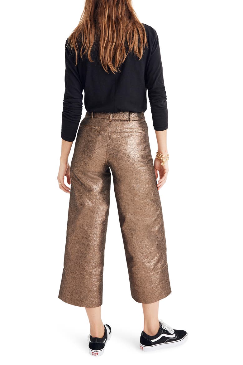 Langford Metallic Crop Wide Leg Pants, Alternate, color, METALLIC SAND