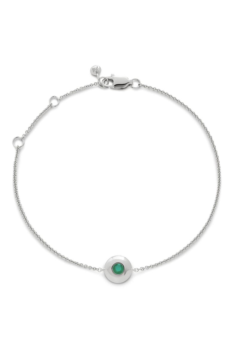 May Birthstone Chain Bracelet, Main, color, STERLING SILVER / EMERALD