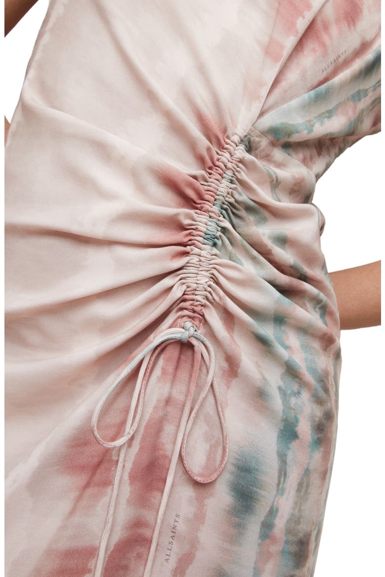 Jarita Marea Ruched Tie Dye T-Shirt Dress, Alternate, color, SOFT GREEN
