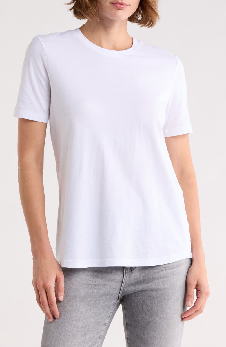 AG Crewneck Cotton T-Shirt, Main, color, True White
