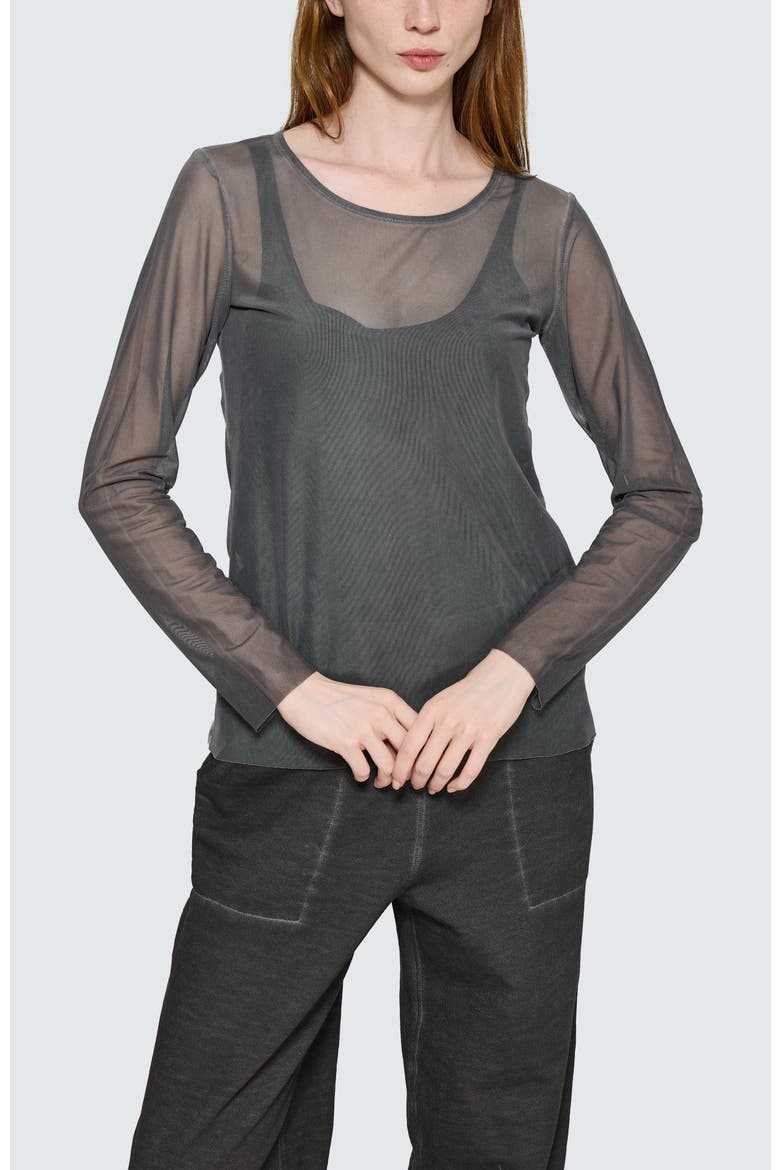 Marlene Garment-Dyed Mesh Blouse, Main, color, Misty Black