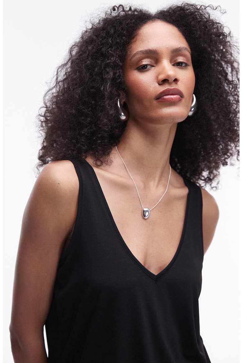 Slouchy V-Neck Tank, Alternate, color, BLACK