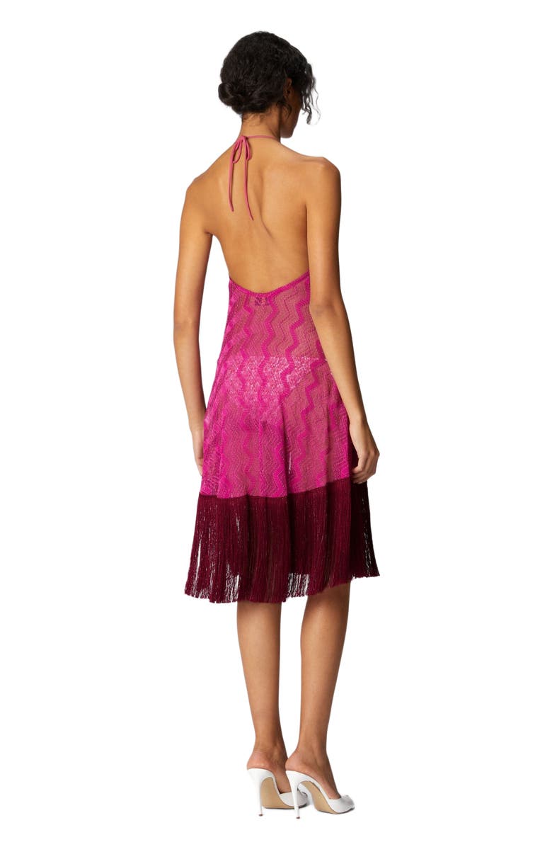 Missoni Cover-up Dress In Zig Zag Lamé Viscose With Fringes, Alternate, color, Purple