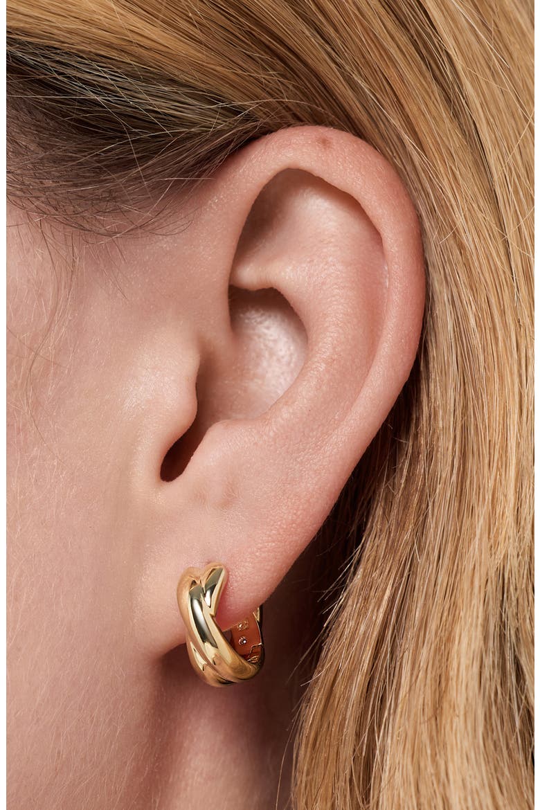 Violet Huggie Hoop Earrings, Alternate, color, GOLD