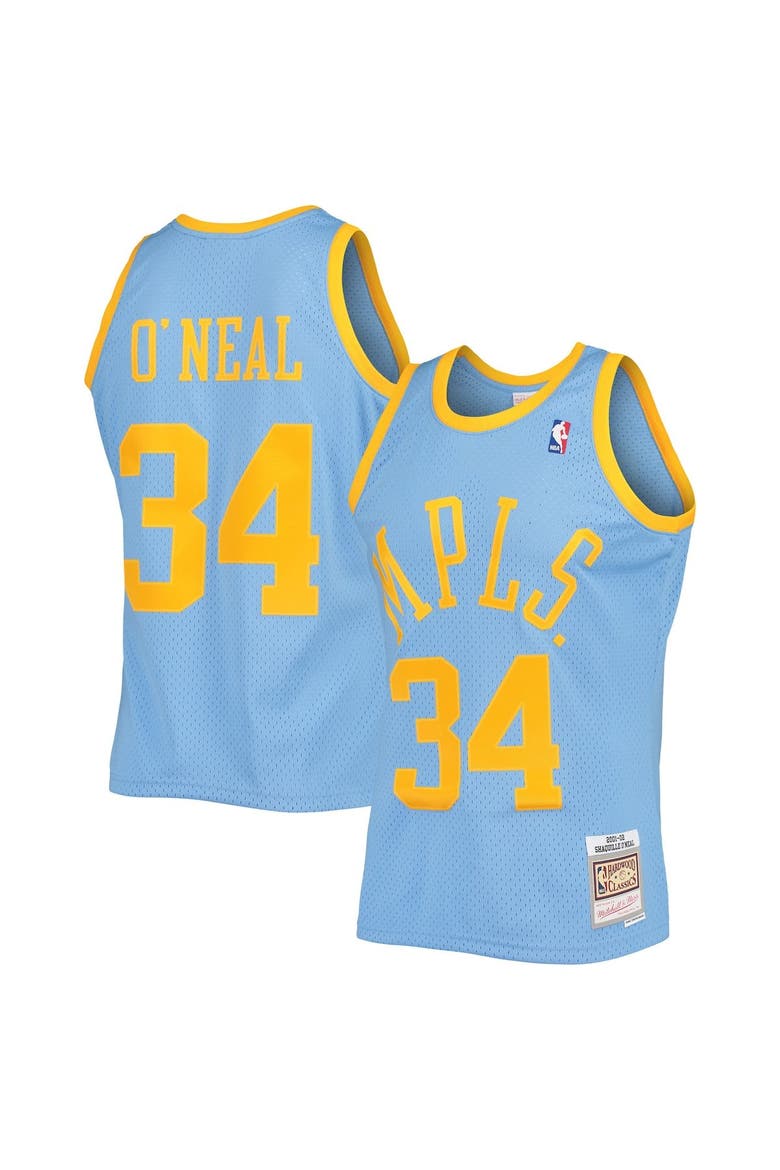 Men's Mitchell & Ness Shaquille O'Neal Powder Blue Los Angeles Lakers 2001/02 Hardwood Classics Swingman Jersey, Alternate, color, Powder Blue