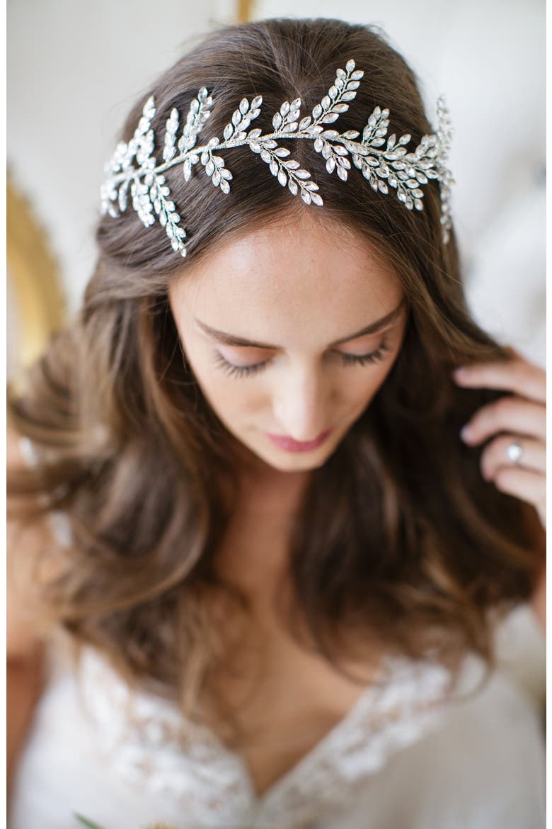 Kira Crystal Halo & Sash, Alternate, color, SILVER