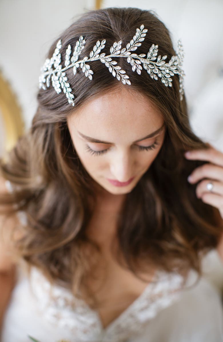 Brides & Hairpins Kira Crystal Halo & Sash, Alternate, color, 