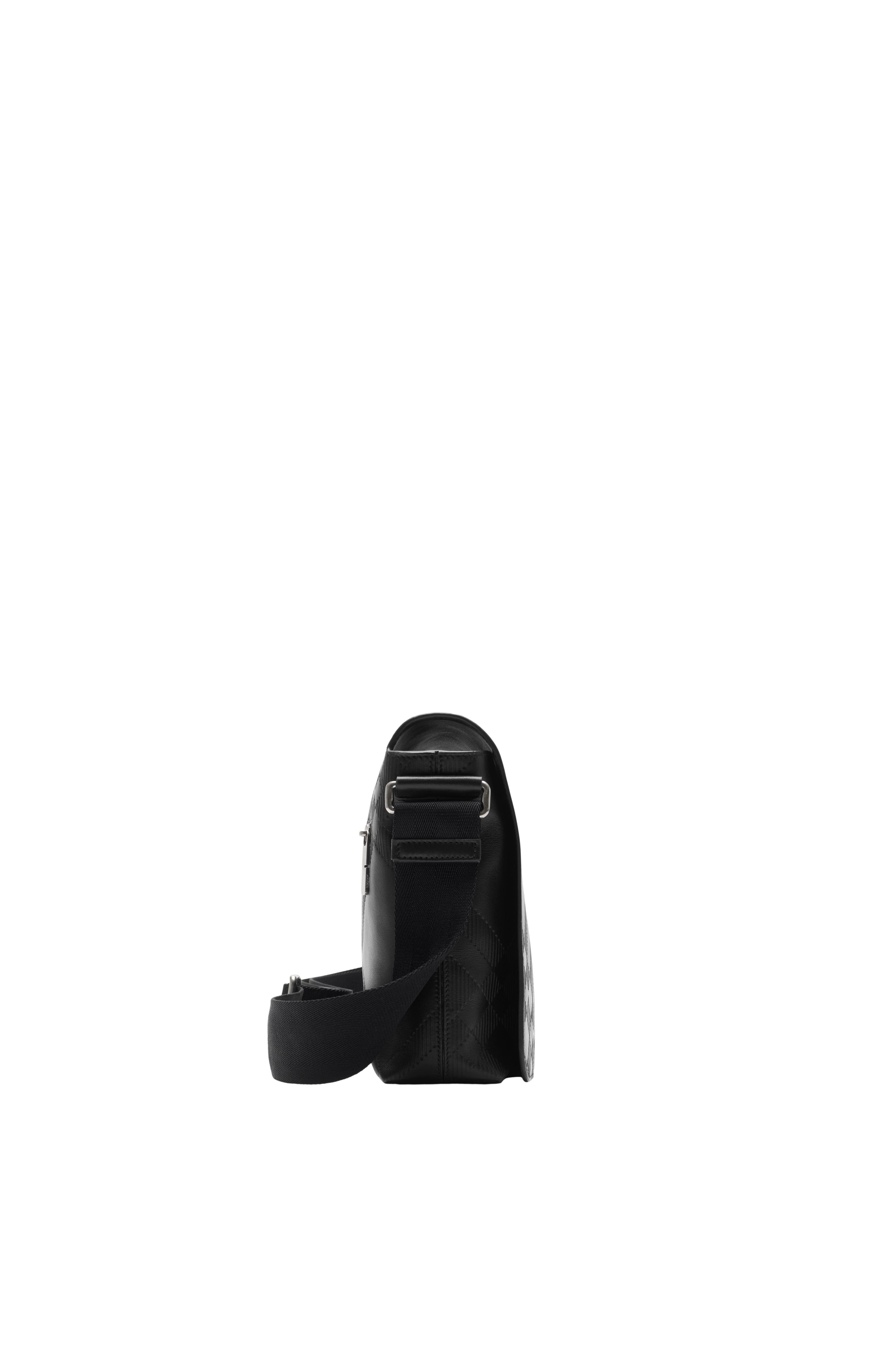 Burberry Embossed Check Messenger Bag, Alternate, color, Black