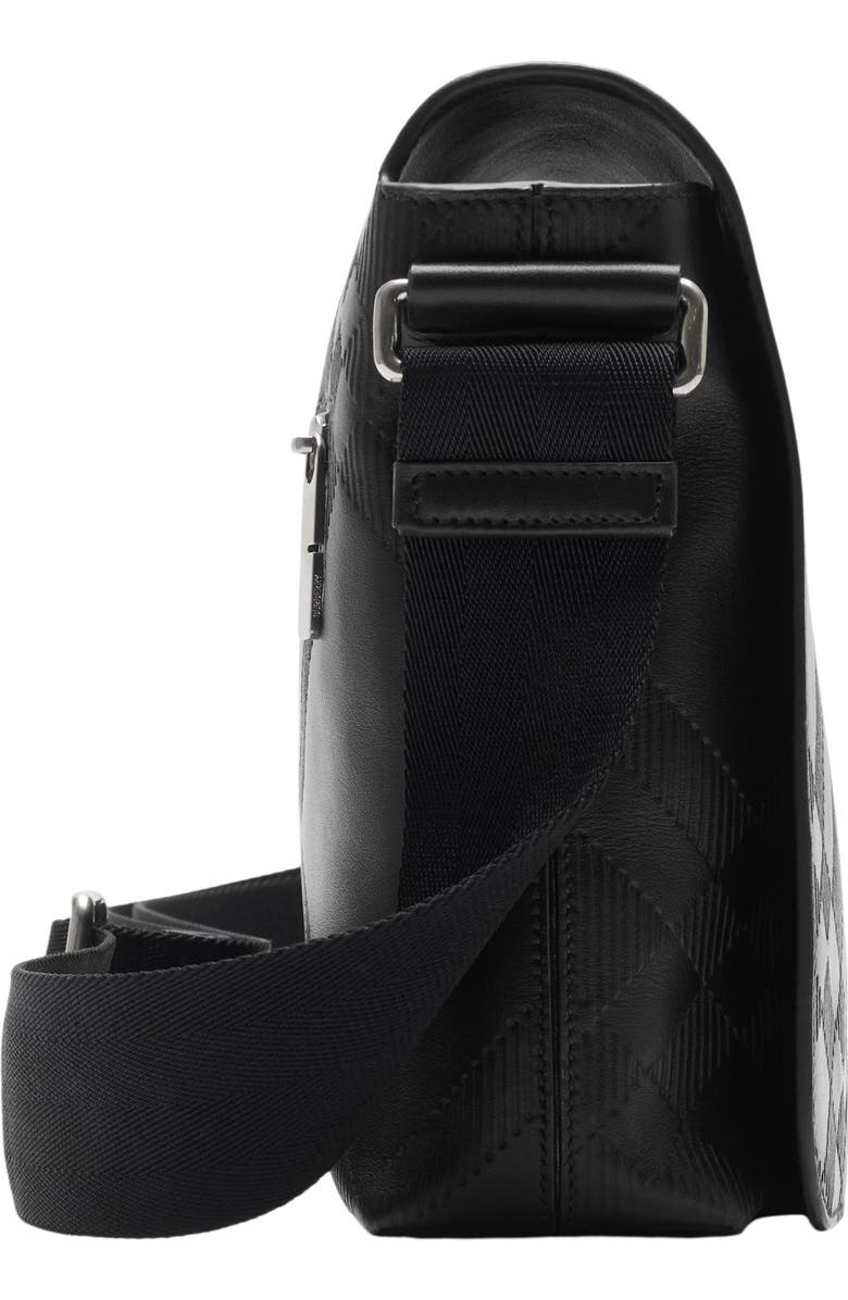 Burberry Embossed Check Messenger Bag, Alternate, color, Black