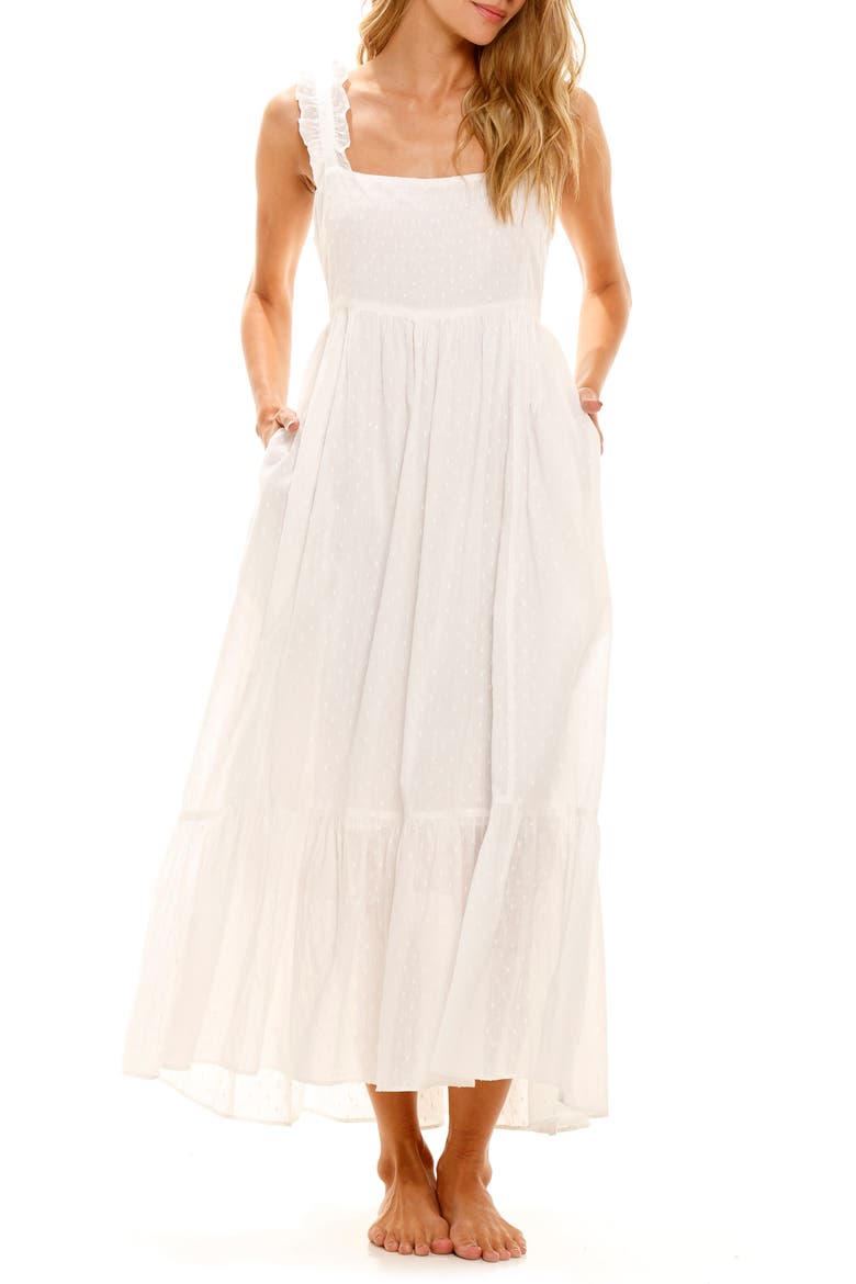 Mika Swiss Dots Cotton Nightgown, Main, color, WHITE