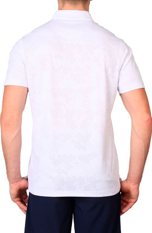 Tailorbyrd Honeycomb Textured Performance Polo In Dove White
