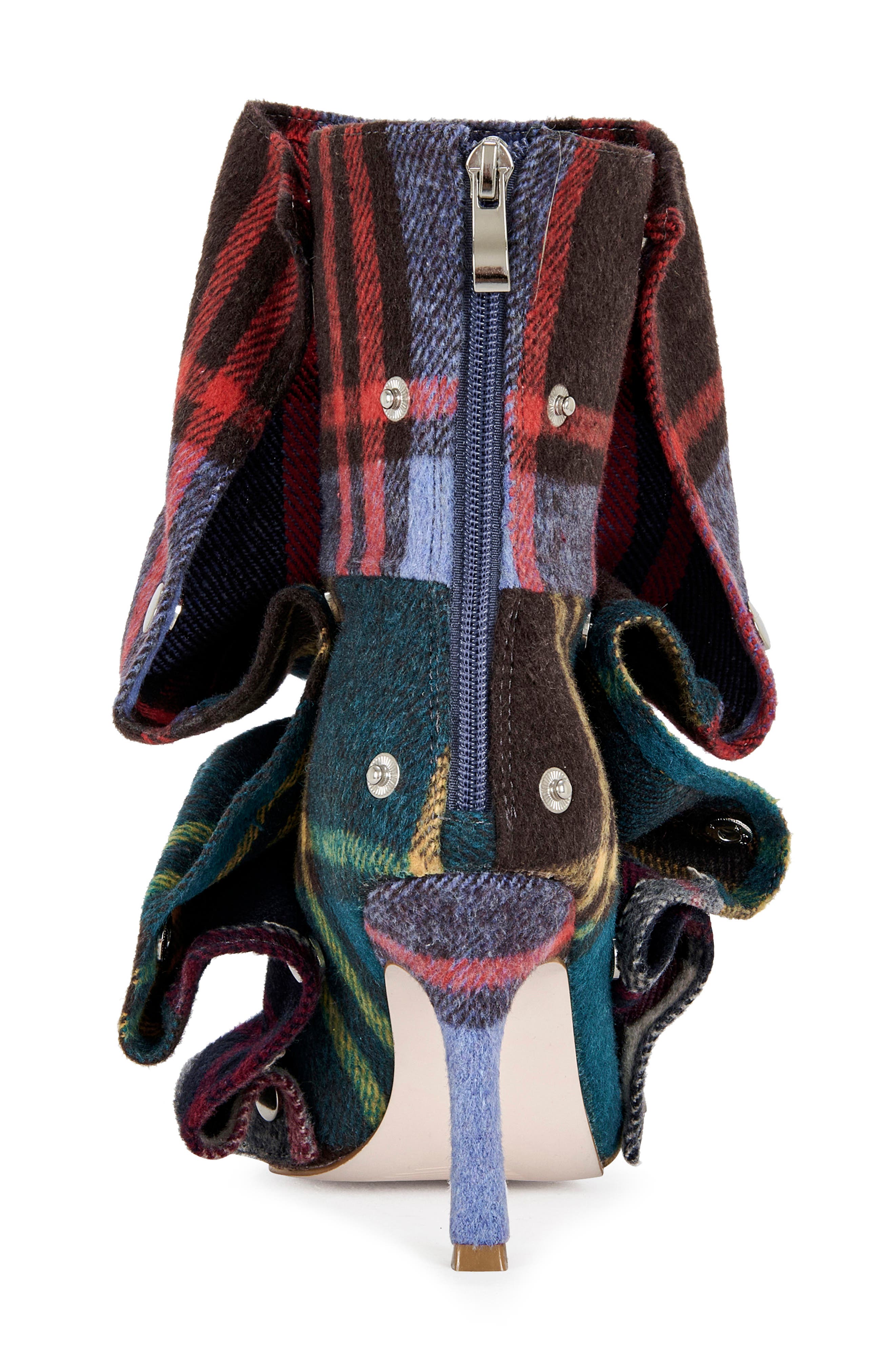 AZALEA WANG Birdsong Ruched Plaid Bootie, Alternate, color, 